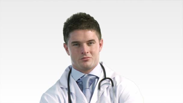 Stilig läkare leende — Stockvideo