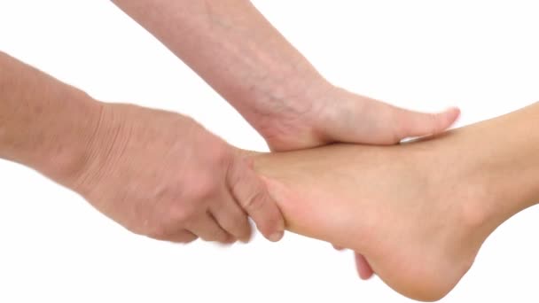 Foot massage isolated on white — Stock Video