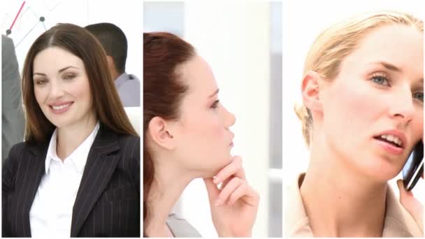 Video panelen tonen vrouwen op het werk — Stockvideo