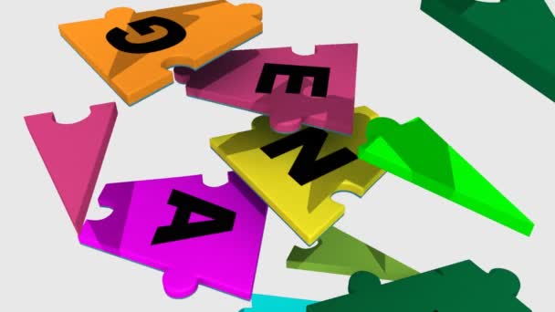 3d puzzle cadere mostrando team building — Video Stock