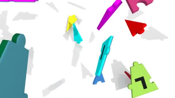 3d 다채로운 조각 단어 teambuilding 원에서 형성 — 비디오