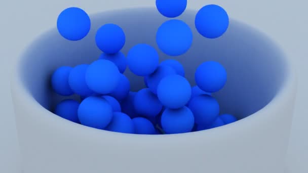 3d animation of balls falling down into a cup — Stock Video