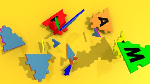 शब्द टीमवर्क बनाने वाले 3 डी टुकड़े — स्टॉक वीडियो