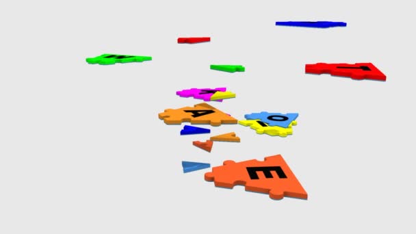 3D buntes Kreis-Puzzle mit dem Wort Teamwork — Stockvideo