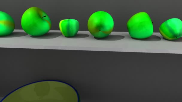 Animation showing 3d-apple on a shelf — Stock Video