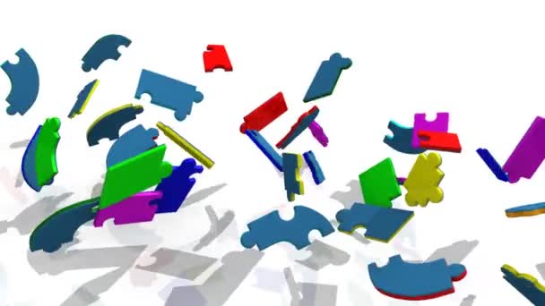 3d colourful puzzle showing the title cooperation — Stock Video