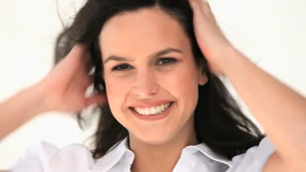 Hermosa mujer sonriendo — Vídeos de Stock
