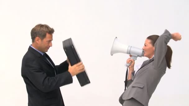 Businesswoman screaming at her coworker — Stock Video