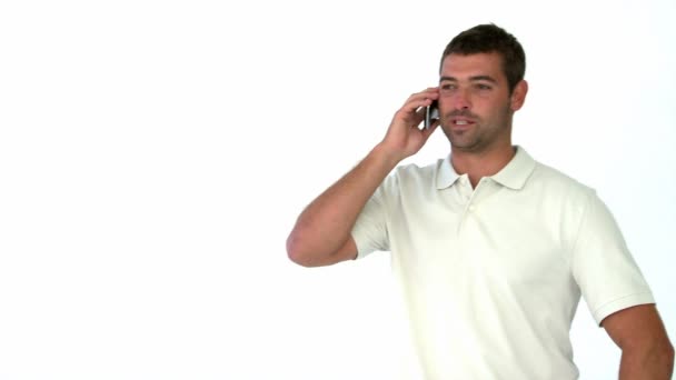 Happy man talking on the phone — Stock Video