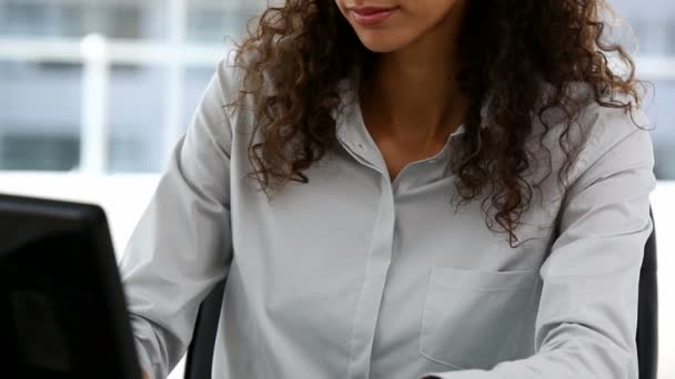 Businesswoman at a computer — Stock Video