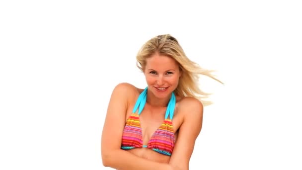 Cute blond woman in swimsuit — Stock Video