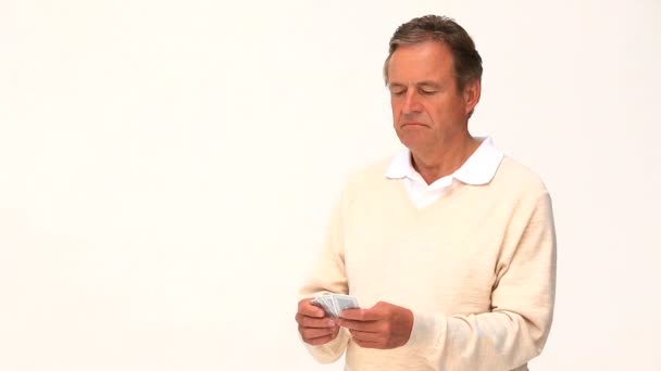 Casual male holding cards — Stock Video