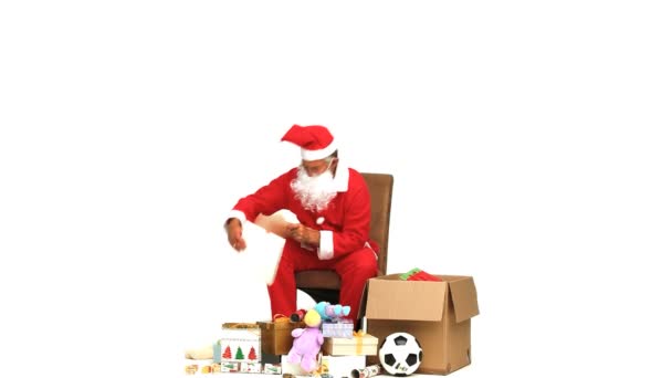 Santa Claus con regalos — Vídeos de Stock
