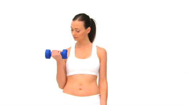 Pretty brunette doing exercise — Stock Video