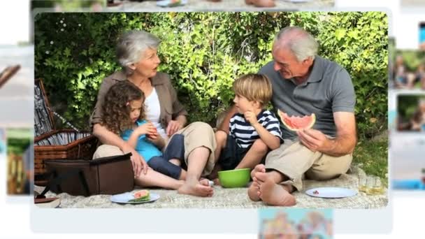 Montage of retired couples relaxing — Stock Video