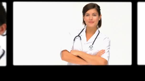 Montage von Ärzten, Chirurgen und Krankenschwestern — Stockvideo