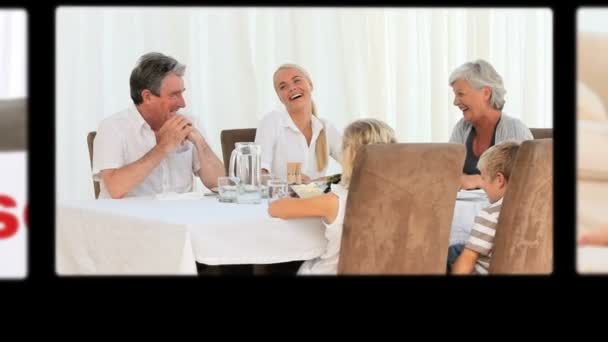 Montage van kinderen goede tijd met hun ouders doorbrengen — Stockvideo