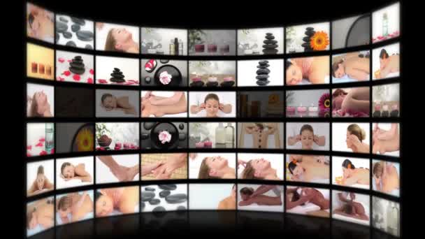 Монітор привабливих жінок, які насолоджуються своїм лікуванням — стокове відео