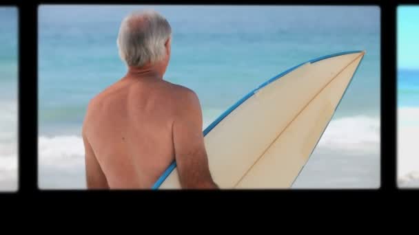 Montage of retired couples relaxing — Stock Video