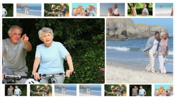 Montage of elderly couples sharing moments together — Stock Video