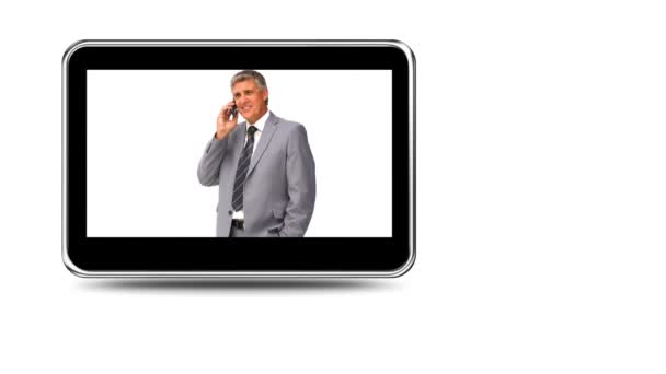 Montage av business talar i telefon — Stockvideo