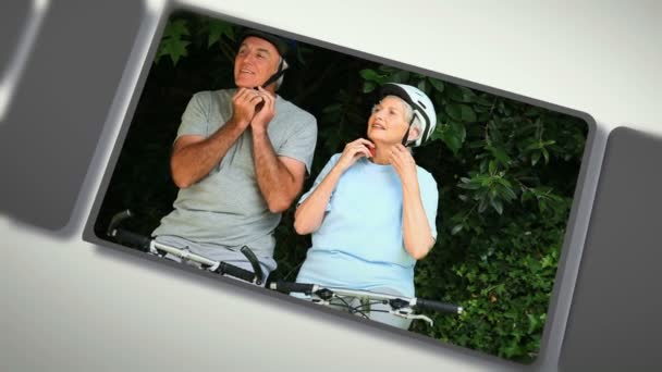 Montázs az idős párok élvező pillanatokat együtt — Stock videók