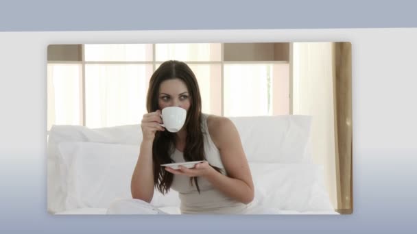 Монтаж питьевого кофе — стоковое видео