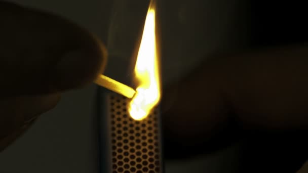 Lighted match in the dark in Slow motion — Stock Video