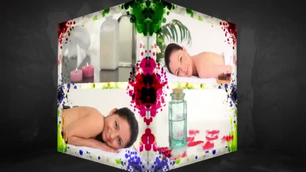 3D-animatie-kubus aan wellness-behandelingen — Stockvideo