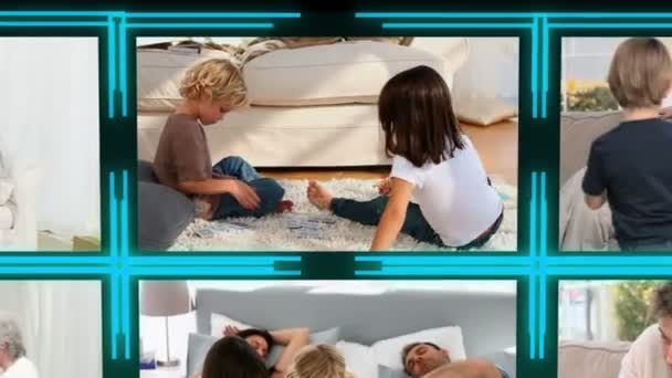 3d cubo con videos sobre niños — Vídeo de stock