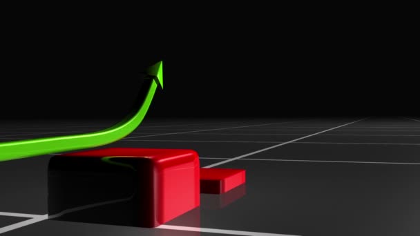 Gráfico animado mostrando el crecimiento con una flecha verde — Vídeos de Stock