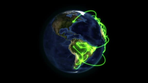 Aarde met oranje verbindingen in beweging met aarde beeld hoffelijkheid van nasa.org — Stockvideo