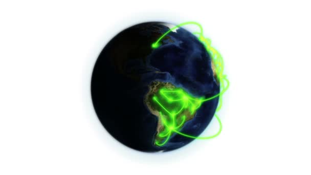 Δίκτυο πράσινων στη γη με γη ευγένεια nasa.org εικόνας — Stock video