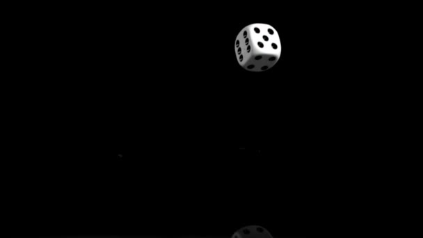 One white dice in a super slow motion rebounding — Stock Video