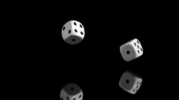 Two white dices in super slow motion little rebonding — Stock Video