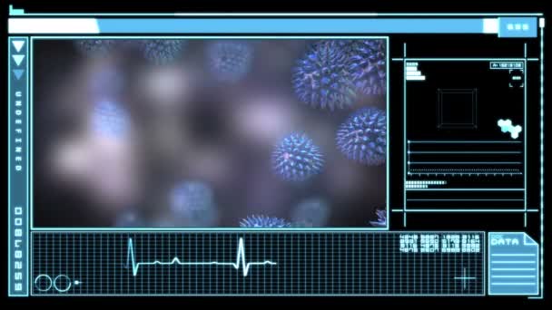 Interface digital mostrando vírus — Vídeo de Stock