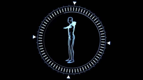Revolving figure of man man in moving dial circle — Stock Video