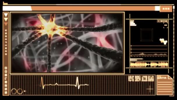 Medical digital interface showing neuron moving through nervous system — Stock Video