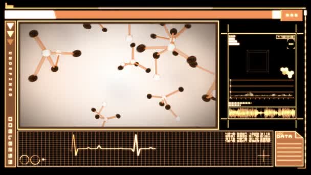 Digitale Schnittstelle mit fallenden Molekülen — Stockvideo