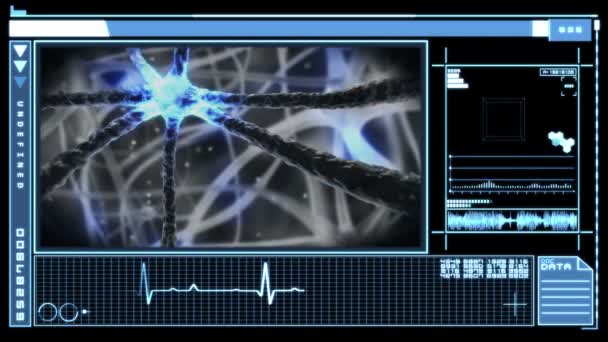 Digital interface showing neuron pulsing through nervous system — Stock Video