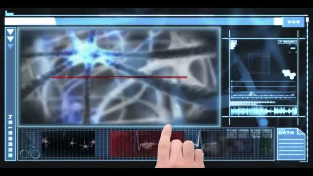 Рука с использованием цифрового медицинского интерфейса — стоковое видео