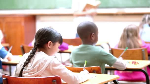 Alumnos escuchando al profesor — Vídeos de Stock