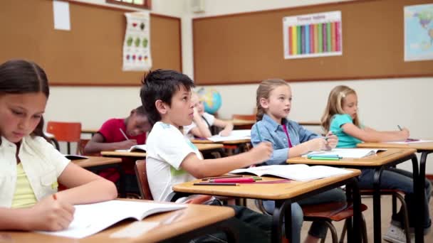 Schüler heben gemeinsam die Arme — Stockvideo