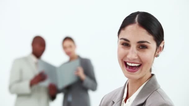 笑的女商人affärskvinna som skrattar — 图库视频影像
