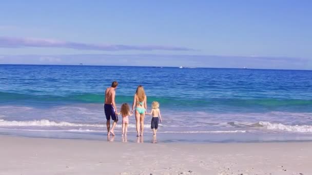 Família de pé, segurando as mãos — Vídeo de Stock