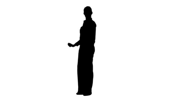 Silhouette woman giving a talk — Stock Video