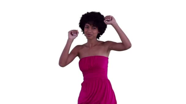 Woman dancing while raising her arms — Stock Video