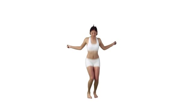 A woman is exercising with a skipping rope — Stock Video