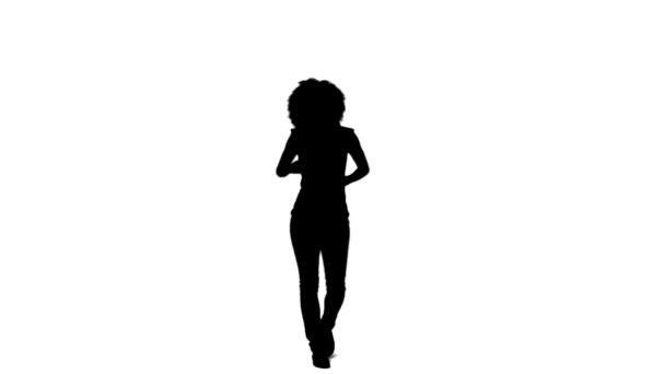 Silhouette woman casually dancing — Stock Video