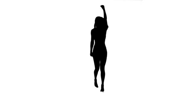 Silhouette woman exercising — Stock Video